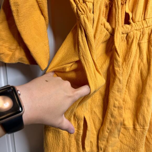 Free People Beach Endless Nights Yellow Tie Front Size Slit Maxi Dress Size XS - Picture 7 of 10